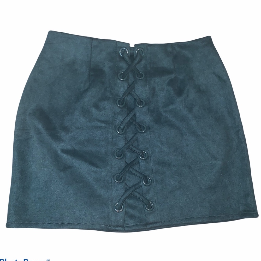 Shinestar Green Faux Suede Skirt